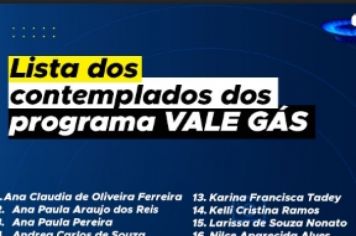 Lista dos Contemplados do programa vale gás
