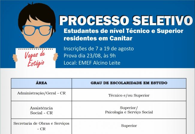 Prefeitura e CIEE abrem inscrições para Processo Seletivo