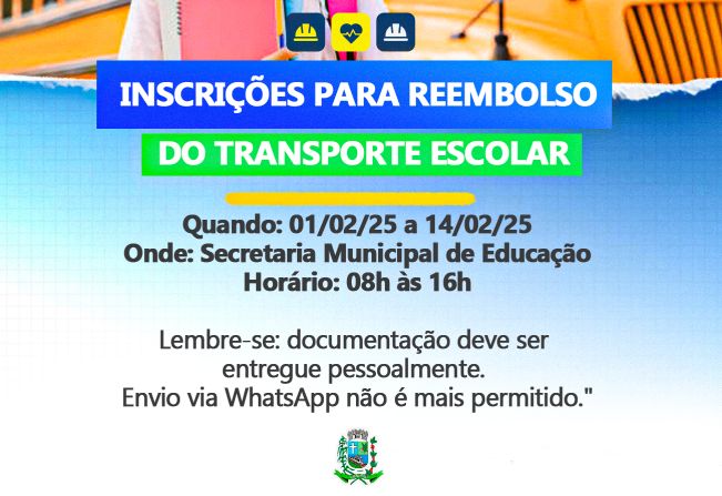 Incrições para reembolso do Trasnporte Escolar