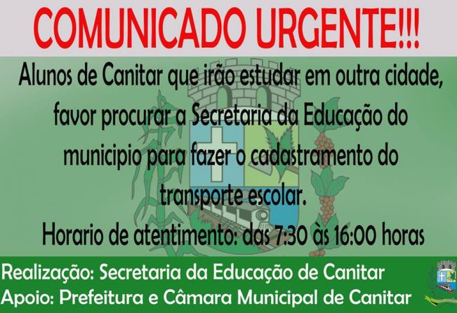 COMUNICADO URGENTE!