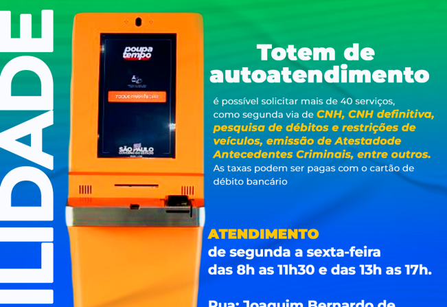 Autoatendimento do poupatempo traz mais comodidade e agilidade para a população canitarense.