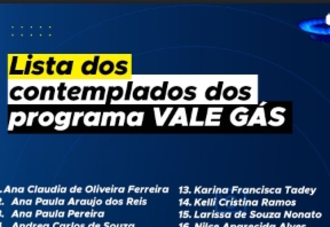 Lista dos Contemplados do programa vale gás