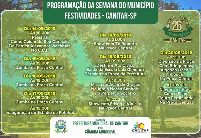 Programação  do Aniversário da Cidade