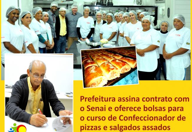 Prefeitura assina contrato com o Senai e oferece bolsas para o curso de Confeccionador de pizzas e salgados assados